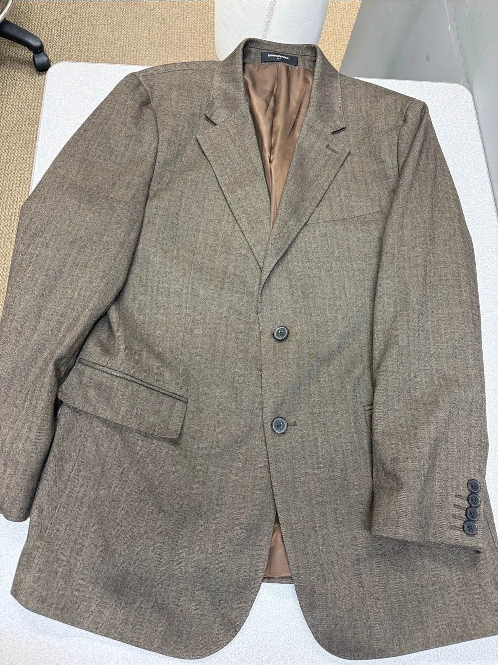 Banana Republic Tailored Fit Blazer 42R Brown Twill Textured Sport Coat